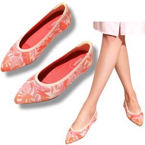 Vivaia Women's 'Aria' Pointed Toe Ballet Flat, Coral Tropical SZ 39.5 EU, 8.5 US
